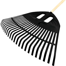 Комплект: Грабли веерные пластмассовые 23 зуба черные 500мм + Черенок