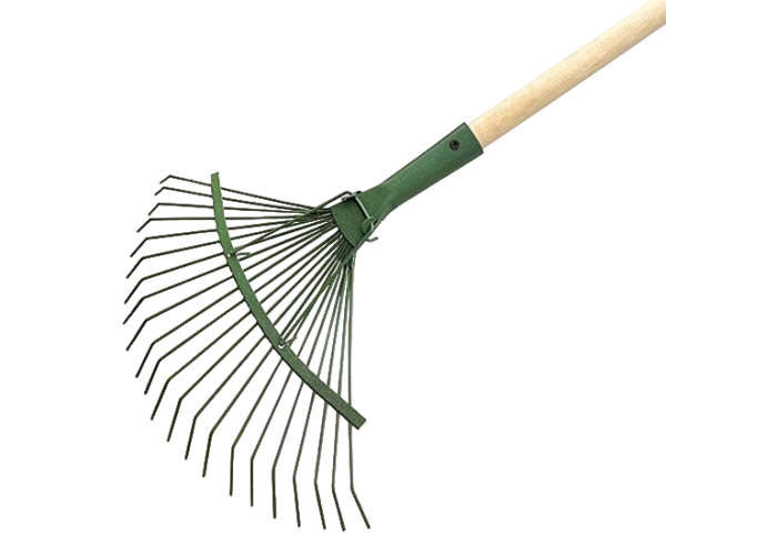 Комплект: Грабли веерные проволочные 22 зуба + Черенок