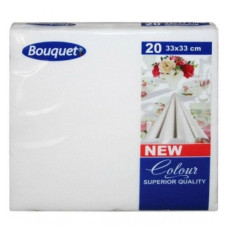 Салфетки столовые Bouquet Colour (букет колор) белые 33х33, 2сл, 20л. 
