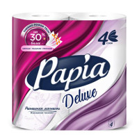 Бумага туалетная Papia Deluxe (папия) 4 слоя, 4 рулона/пак